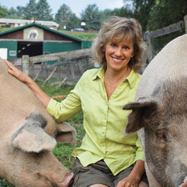 Kathy Stevens with Piggies